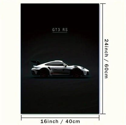 Black GT3 RS Sports Car Frame | High-Speed Luxury Car Wall Decor