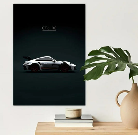 Black GT3 RS Sports Car Frame | High-Speed Luxury Car Wall Decor