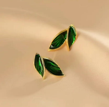 Petal Style Earrings - Emerald Green & Grey | Elegant Jewelry for Every Occasion