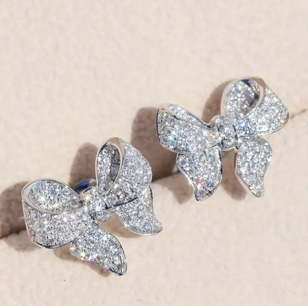 Premium Zircon Bow Earrings – Shine with Elegance