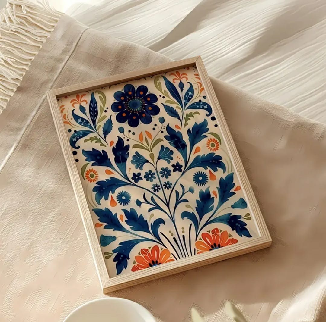 Trendy Blue Flowers Modern Wooden Frame Set - 2025 Wall Frame Collection