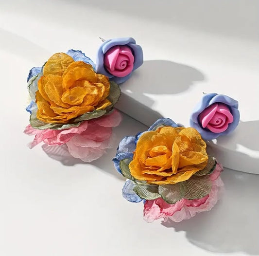 Floral Multi Flower Resin Earrings – Vibrant &amp; Unique